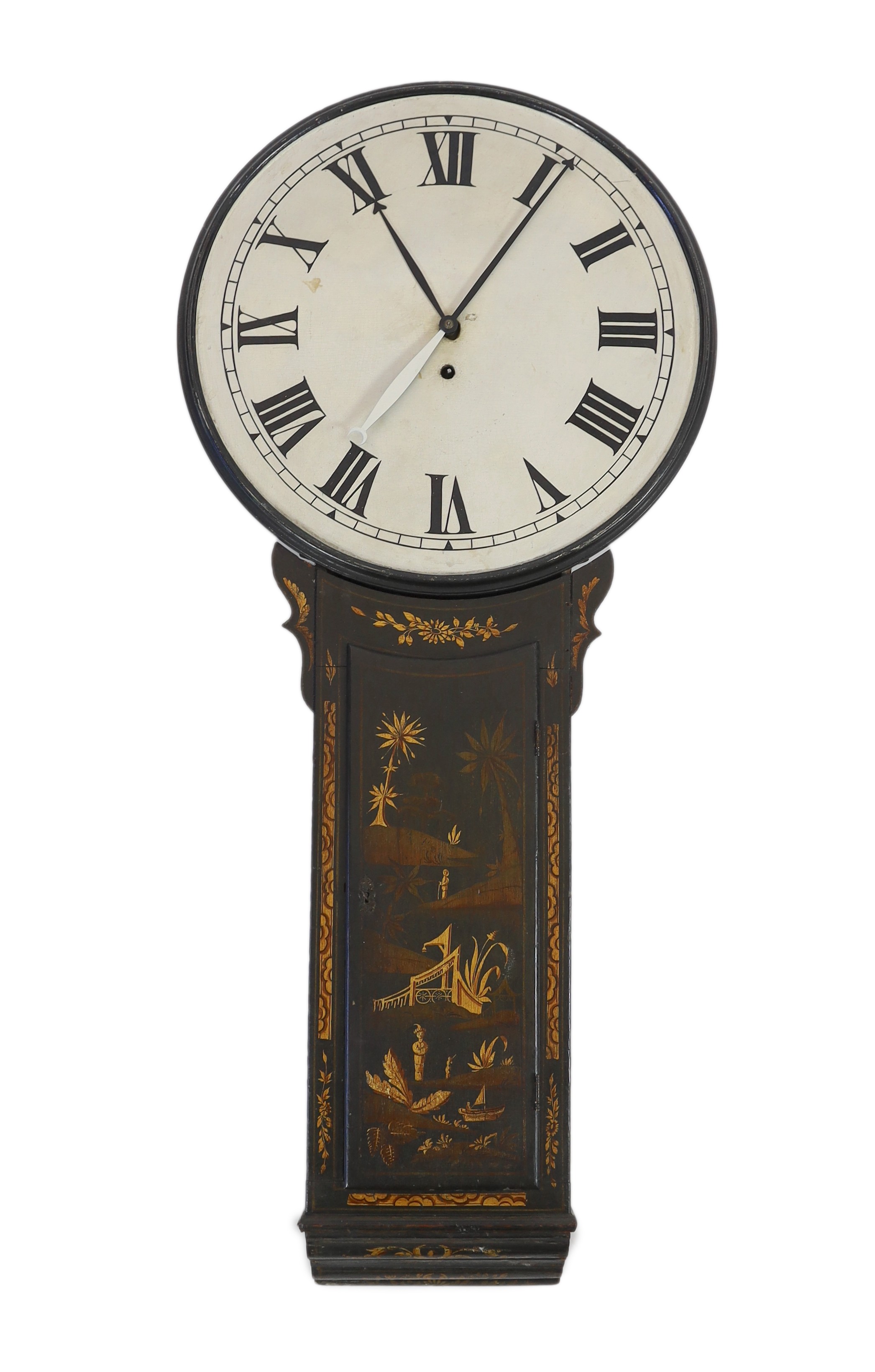 A George III japanned 'Tavern' wall timepiece,